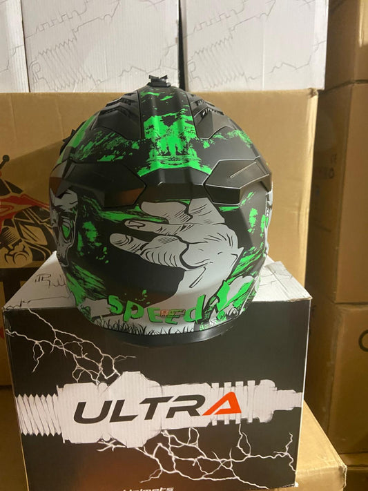 Ultra Motocross Motorcross Helm Zombie Green/Black