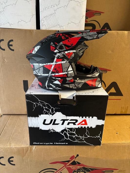 Ultra Motocross Motorcross Helm Stripes Black/Red