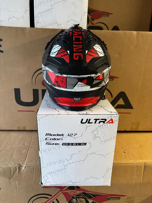 Ultra Motocross Motorcross Helm Stripes Black/Red