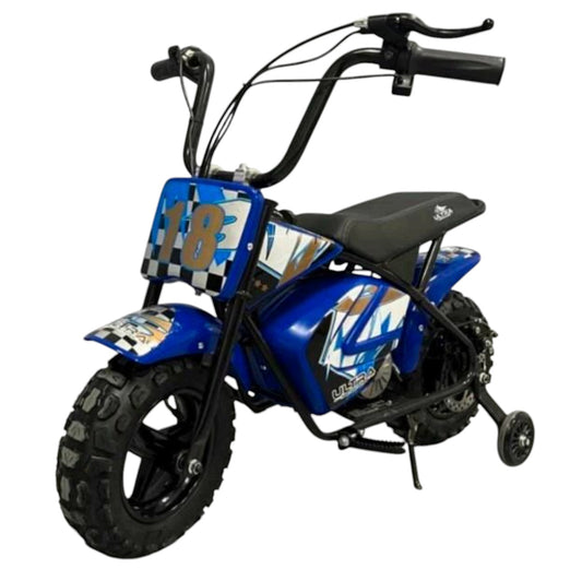 Ultra Motocross Elektrische Monkey Bike 250W 4 Kleuren Blauw/Rood/Oranje/Roze