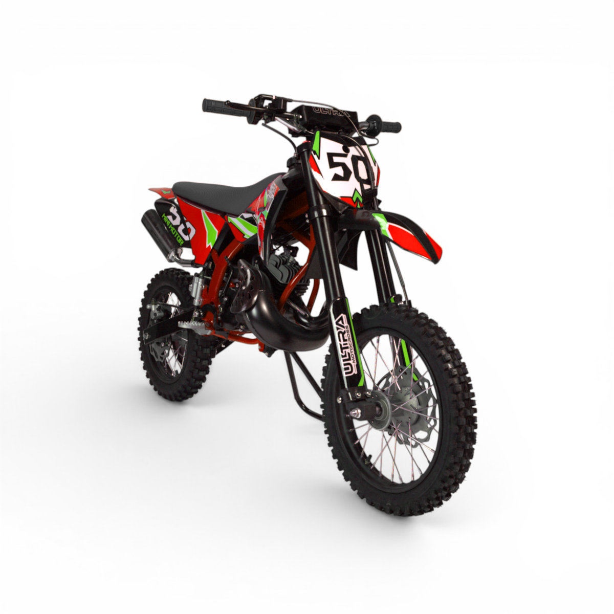 Crossmotor 50cc 80km/h 2-Takt Automaat Kickstarter 14"/12" Rood