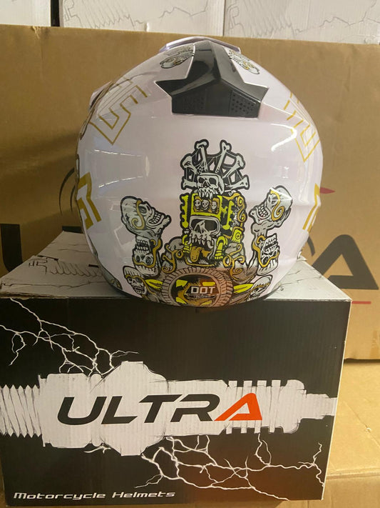Ultra Motocross Motorcross Helm Skull & Bones White