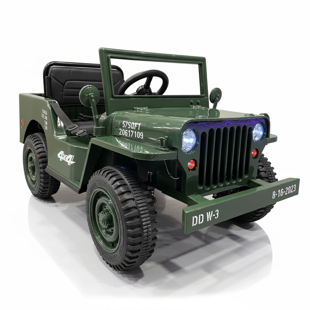 Willy’s Jeep 12V Army Kinderjeep op Accu + Joystick