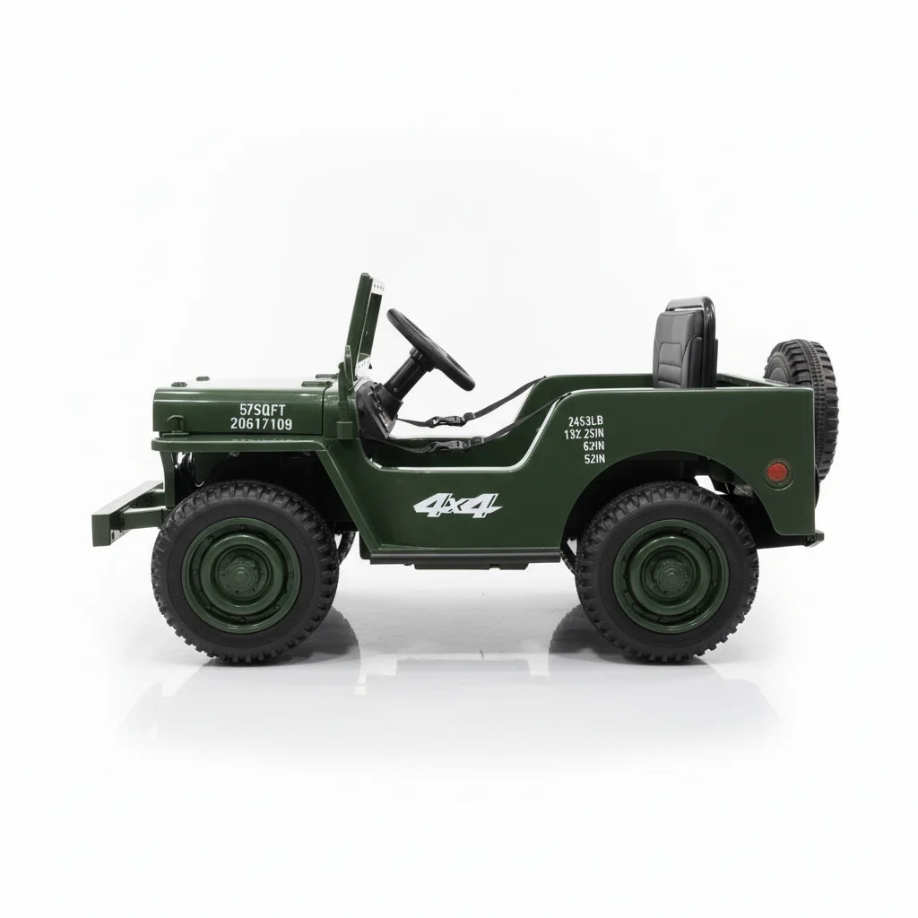 Willy’s Jeep 12V Army Kinderjeep op Accu + Joystick