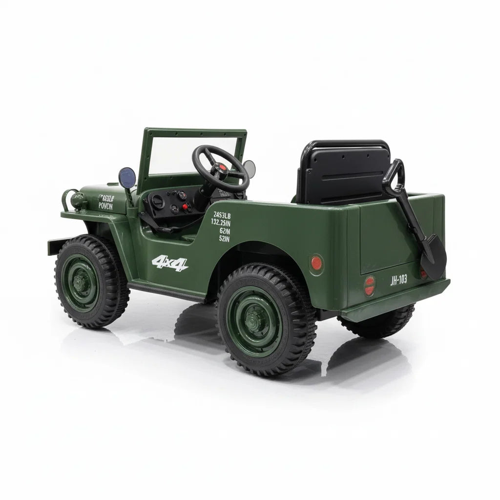 Willy’s Jeep 12V Army Kinderjeep op Accu + Joystick