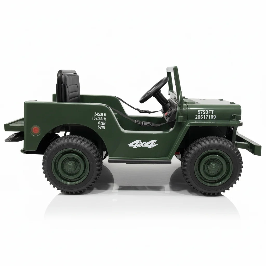 Willy’s Jeep 12V Army Kinderjeep op Accu + Joystick