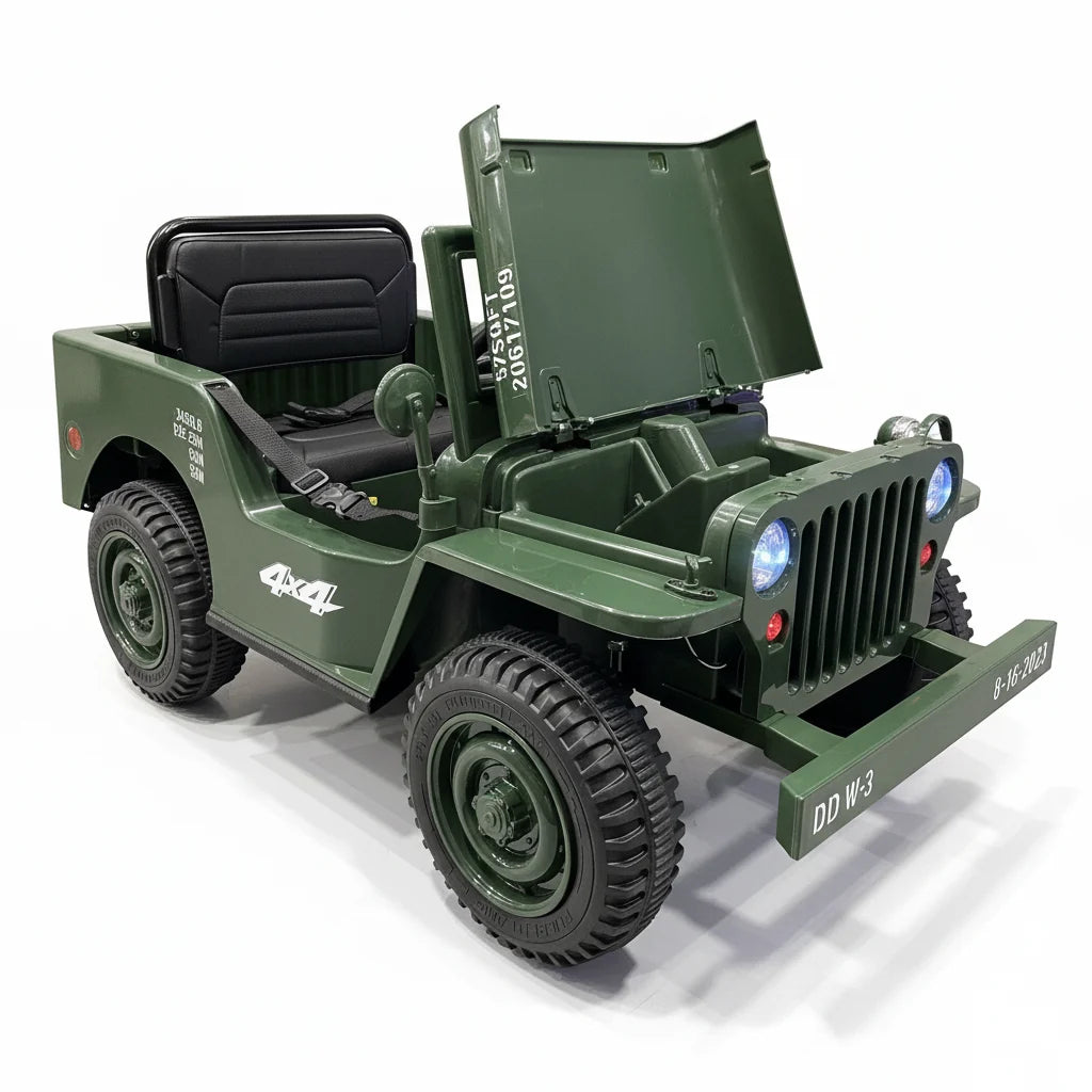 Willy’s Jeep 12V Army Kinderjeep op Accu + Joystick