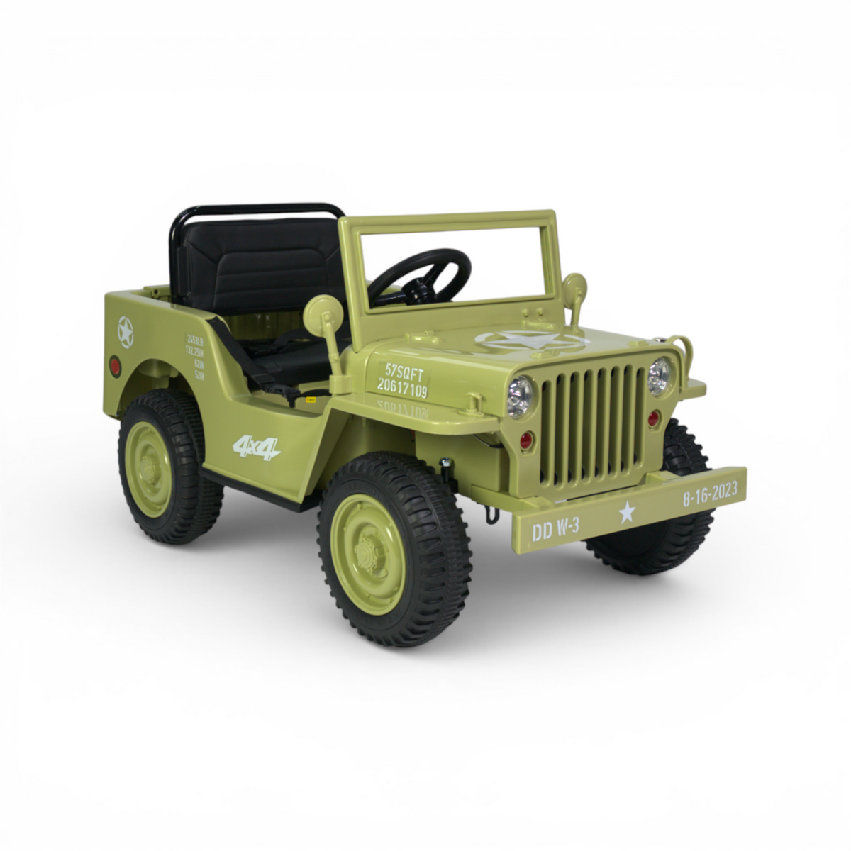 Willy’s Jeep 12V Army Matcha Kinderjeep op Accu + Joystick