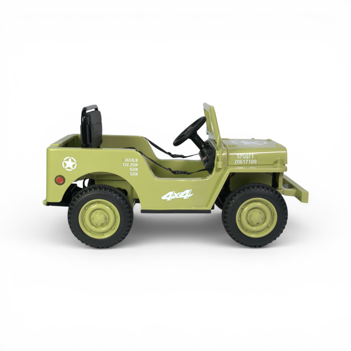 Willy’s Jeep 12V Army Matcha Kinderjeep op Accu + Joystick