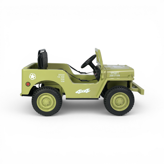 Willy’s Jeep 12V Army Kinderjeep op Accu + Joystick