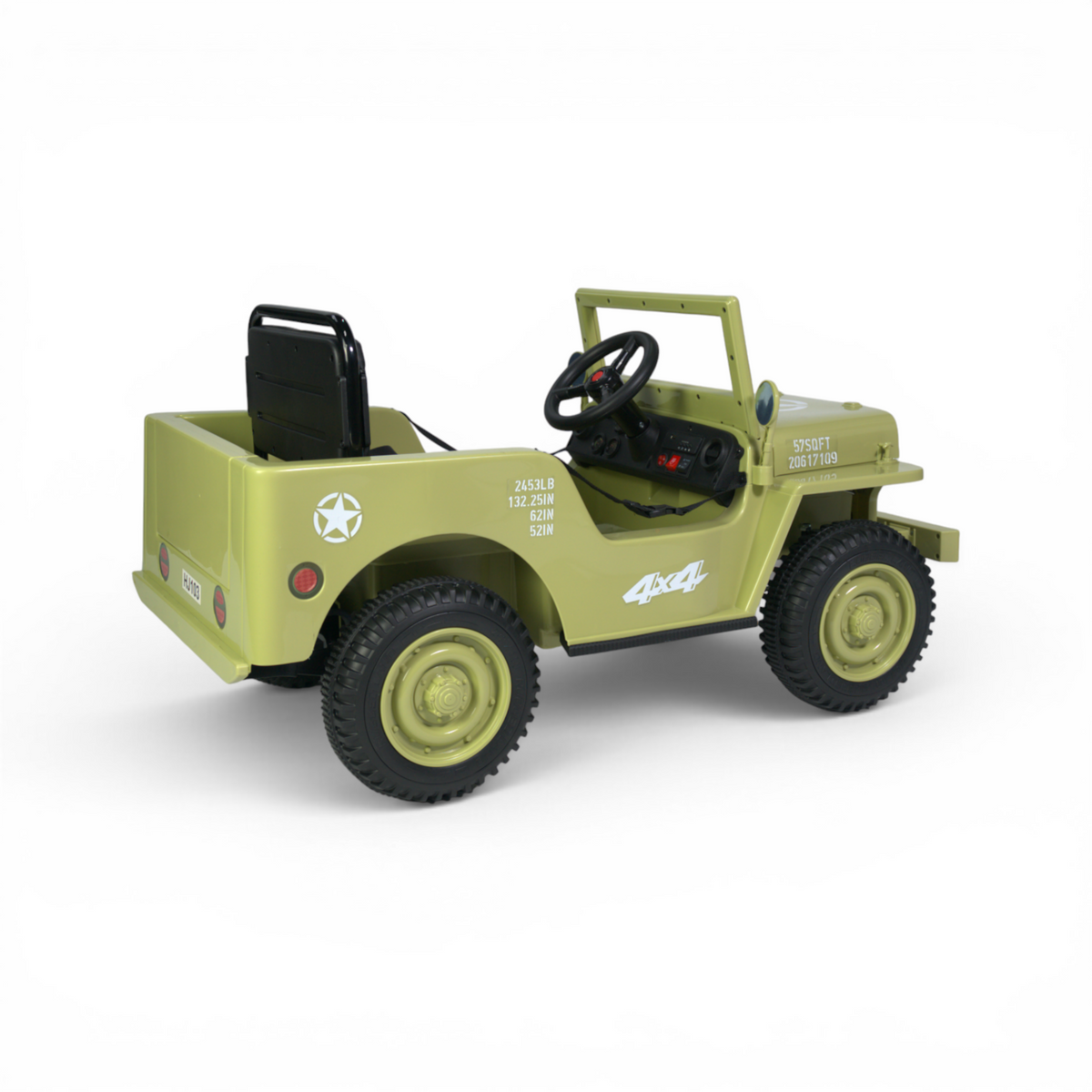 Willy’s Jeep 12V Army Matcha Kinderjeep op Accu + Joystick