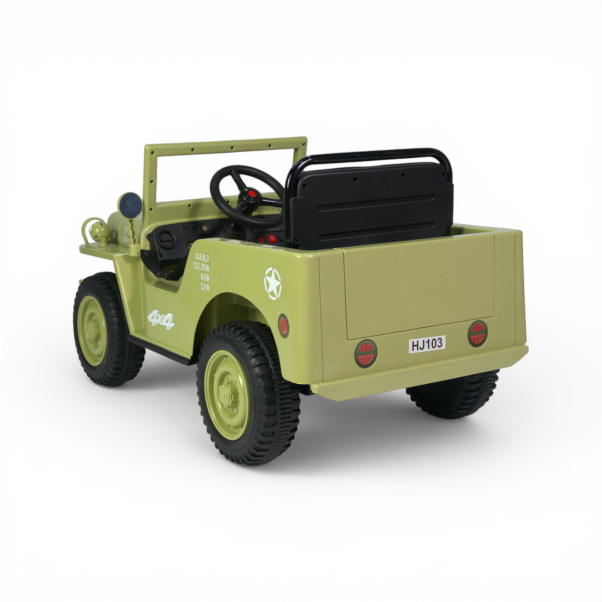 Willy’s Jeep 12V Army Matcha Kinderjeep op Accu + Joystick