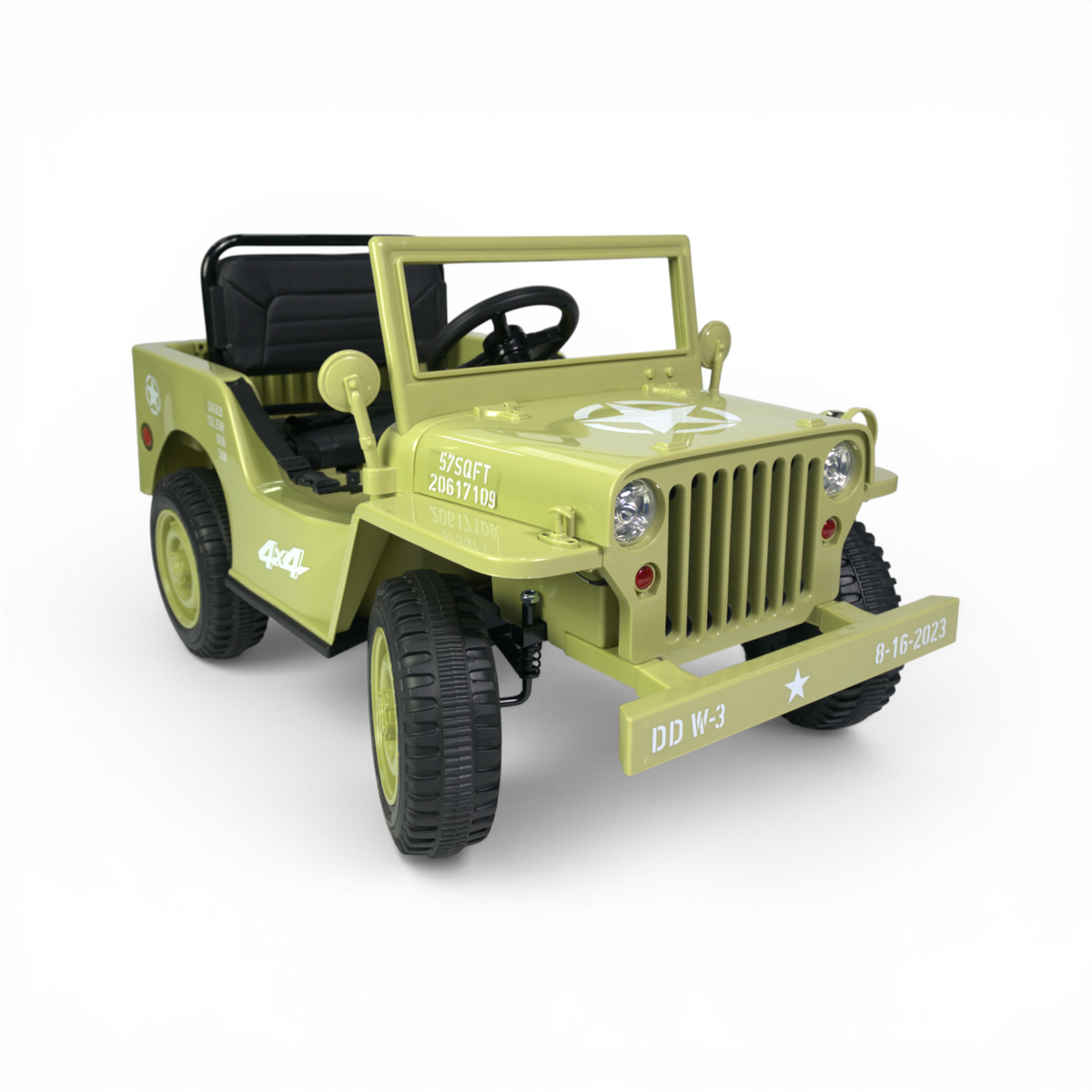 Willy’s Jeep 12V Army Matcha Kinderjeep op Accu + Joystick