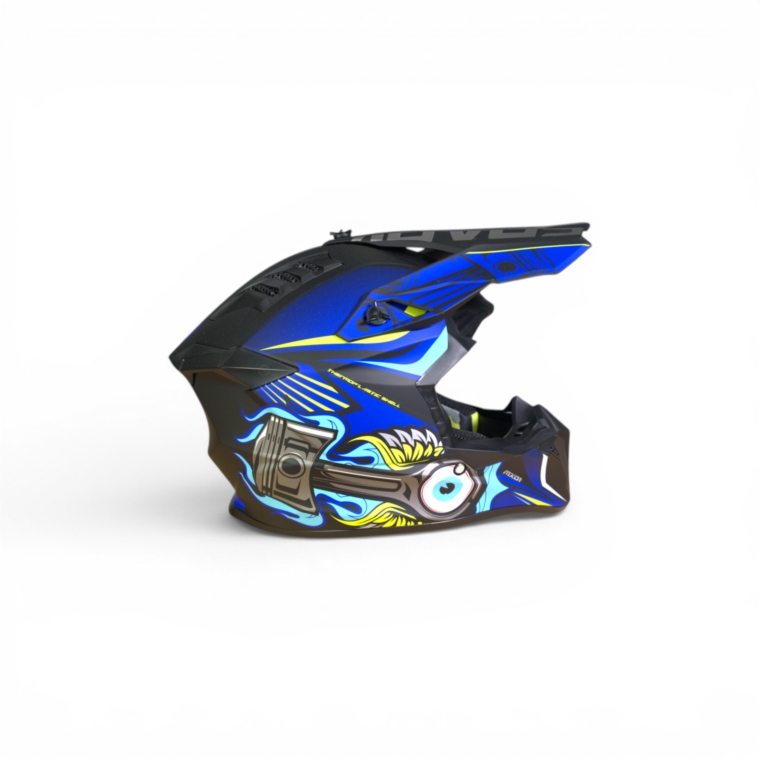 Ultra Pro Crosshelm – MX01 Racing Edition (Mat Zwart/Blauw/Geel)