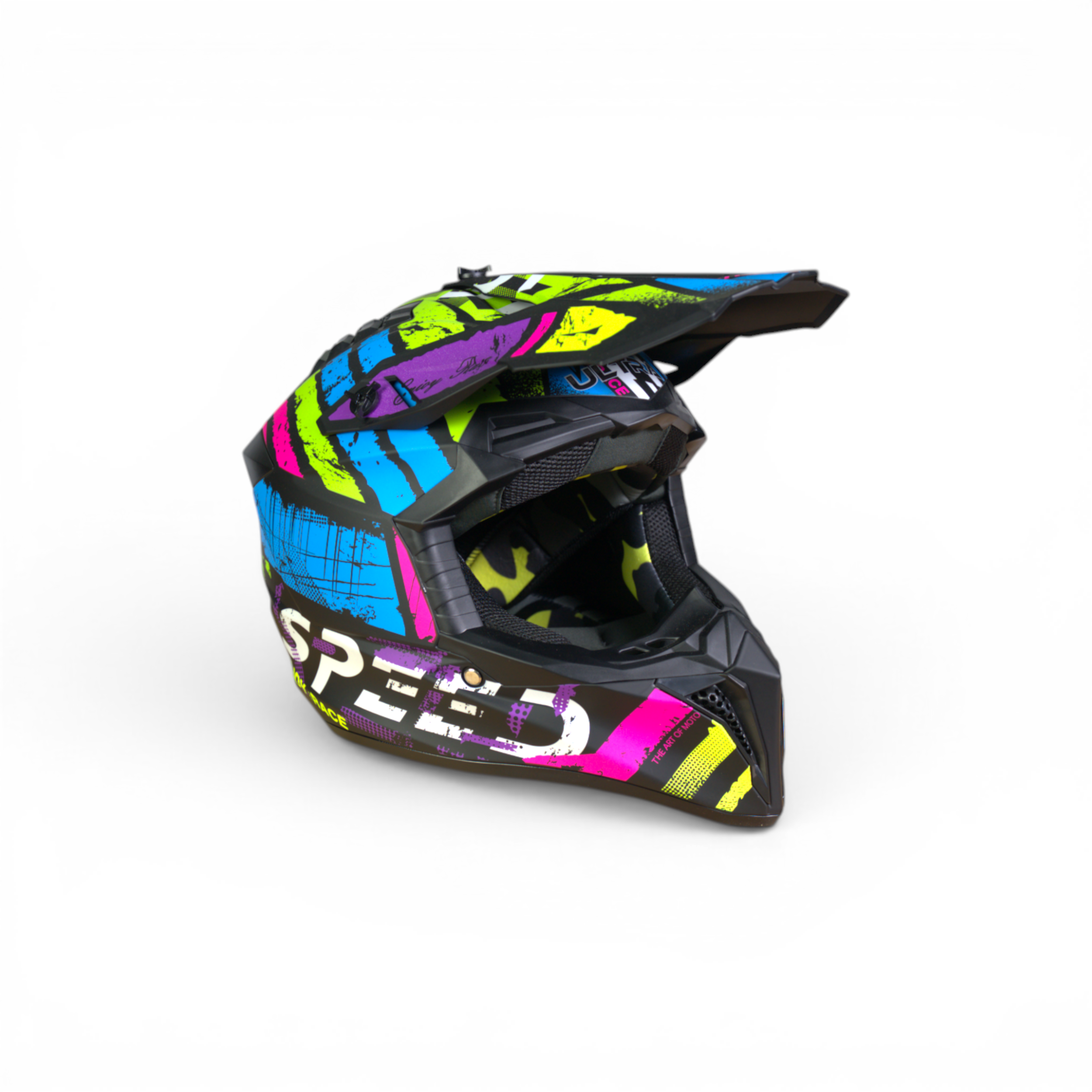 Speed Pro Crosshelm – Neon Edition (Multicolor / Mat Zwart)