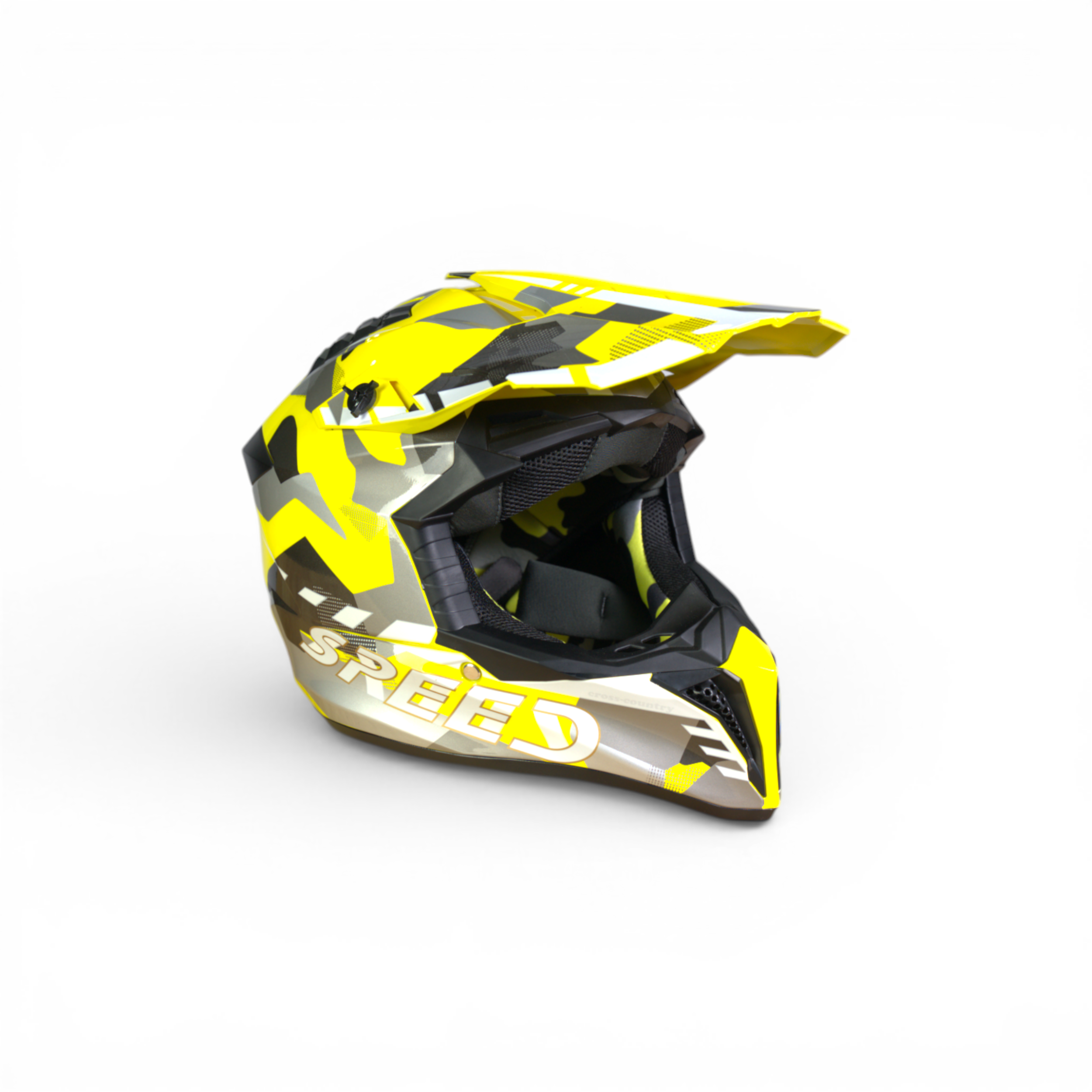 Speed Pro Crosshelm – Camo Edition (Geel/Grijs/Zwart)