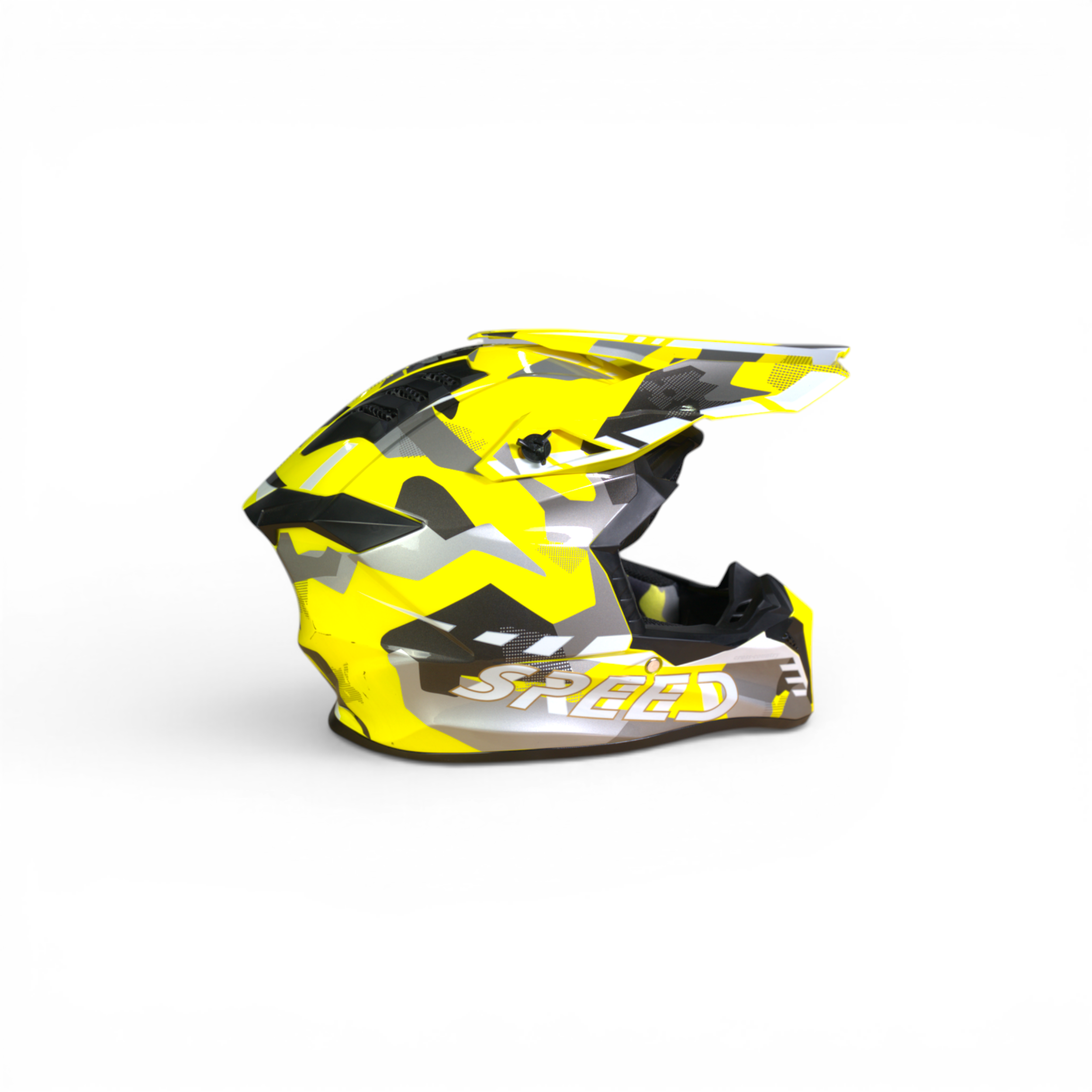 Speed Pro Crosshelm – Camo Edition (Geel/Grijs/Zwart)