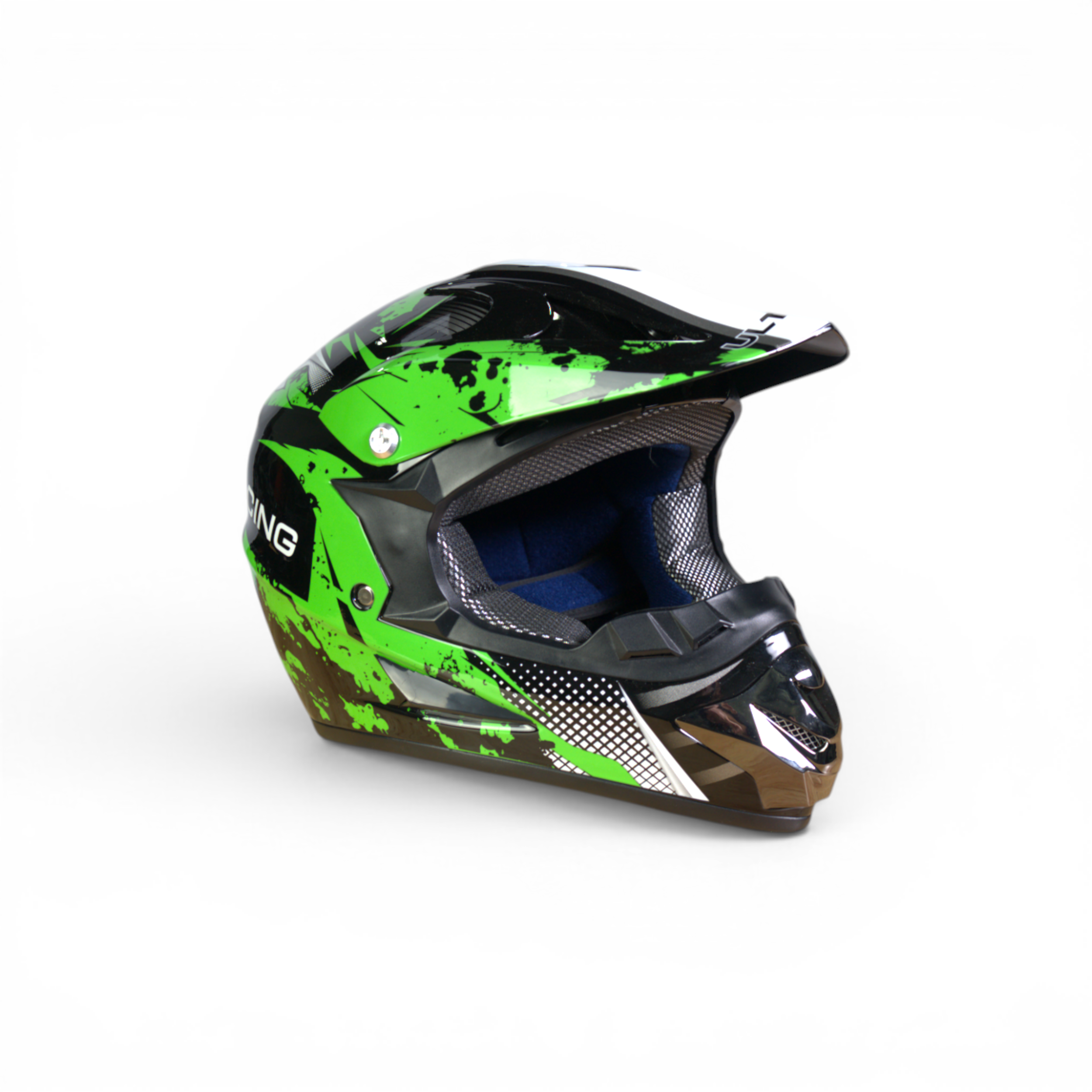 Pro Racing Crosshelm – Groen/Zwart Gloss