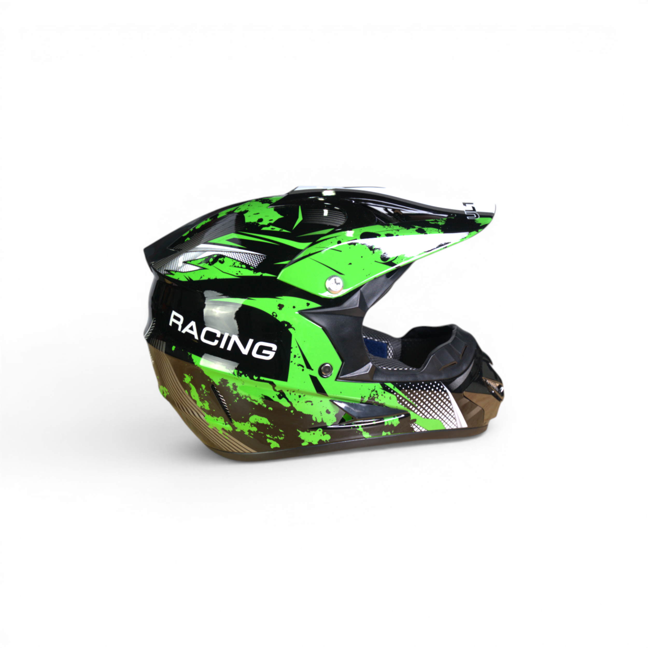 Pro Racing Crosshelm – Groen/Zwart Gloss