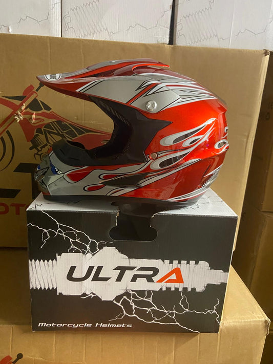 Ultra Motocross Motorcross Helm Red Flames
