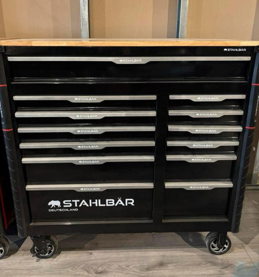 STAHLBÄR XXXL Houten Blad Gereedschapswagen 12 LADES GEVULD