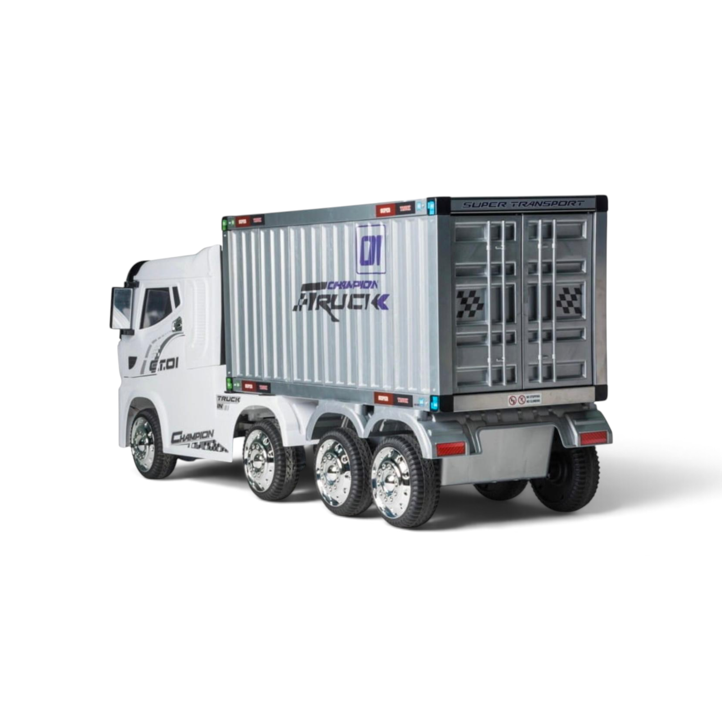 Elektrische Kinder Vrachtwagen met Container – 12V – Wit / Rood / Zwart