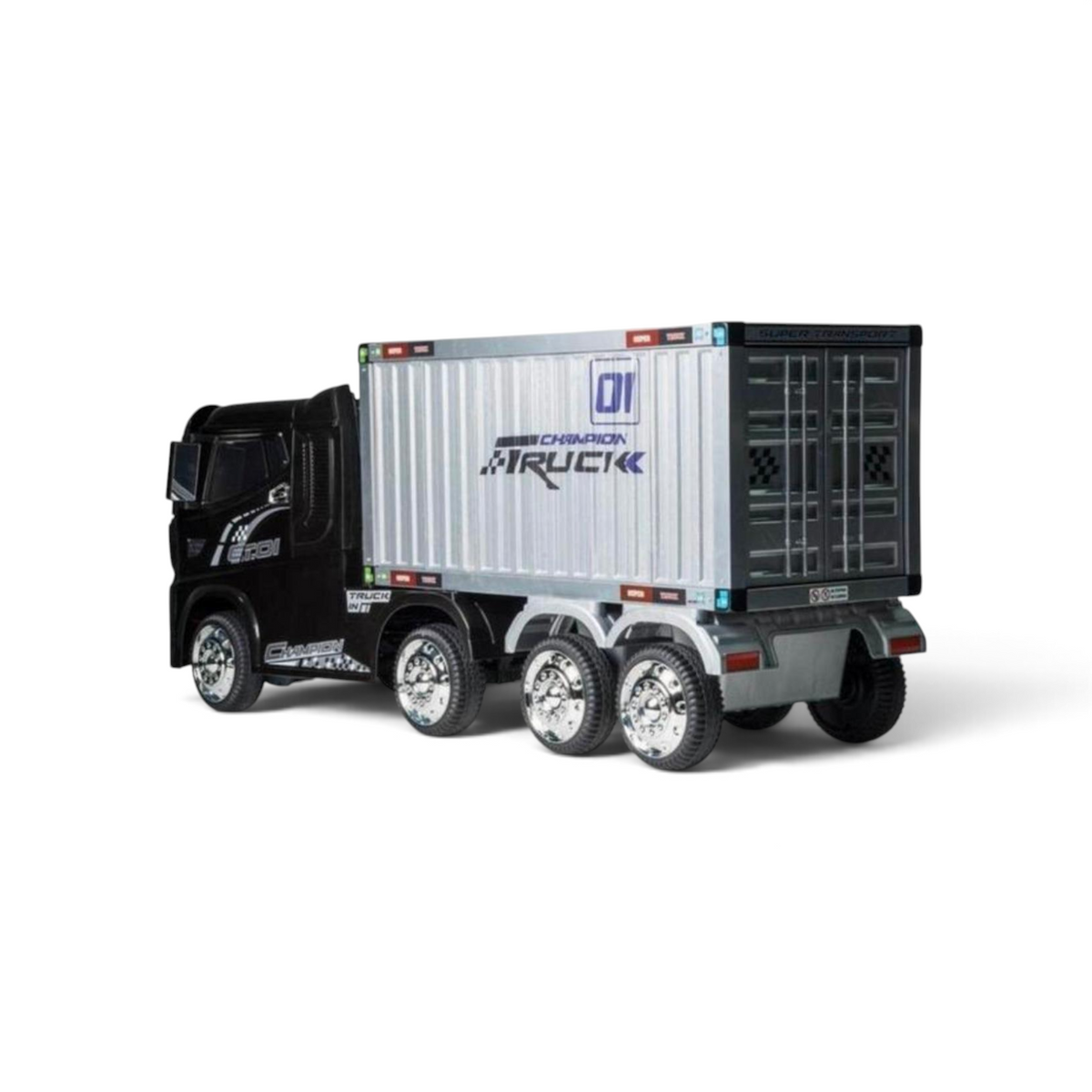 Elektrische Kinder Vrachtwagen met Container – 12V – Zwart / Wit / Rood