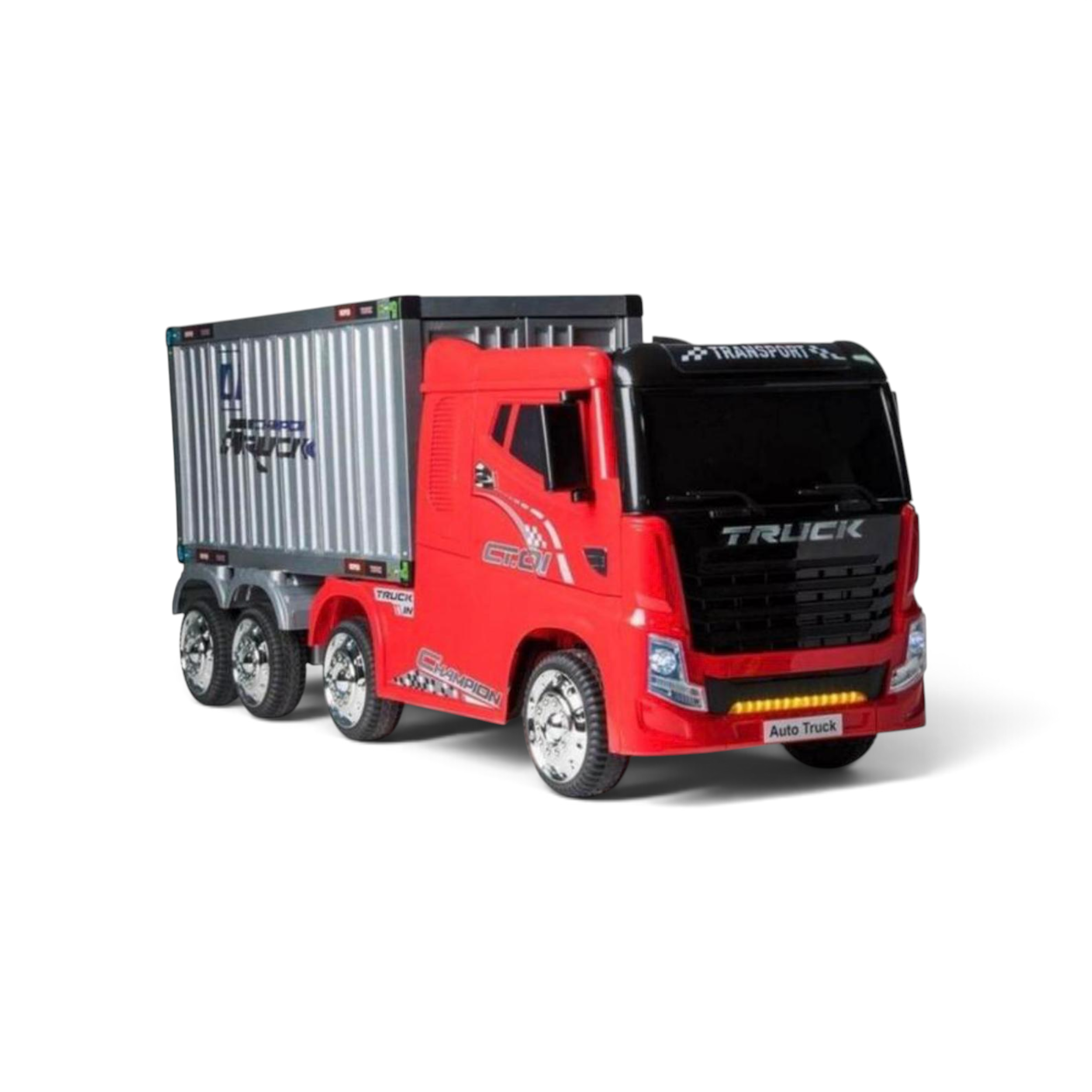 Elektrische Kinder Vrachtwagen met Container – 12V – Wit / Rood / Zwart