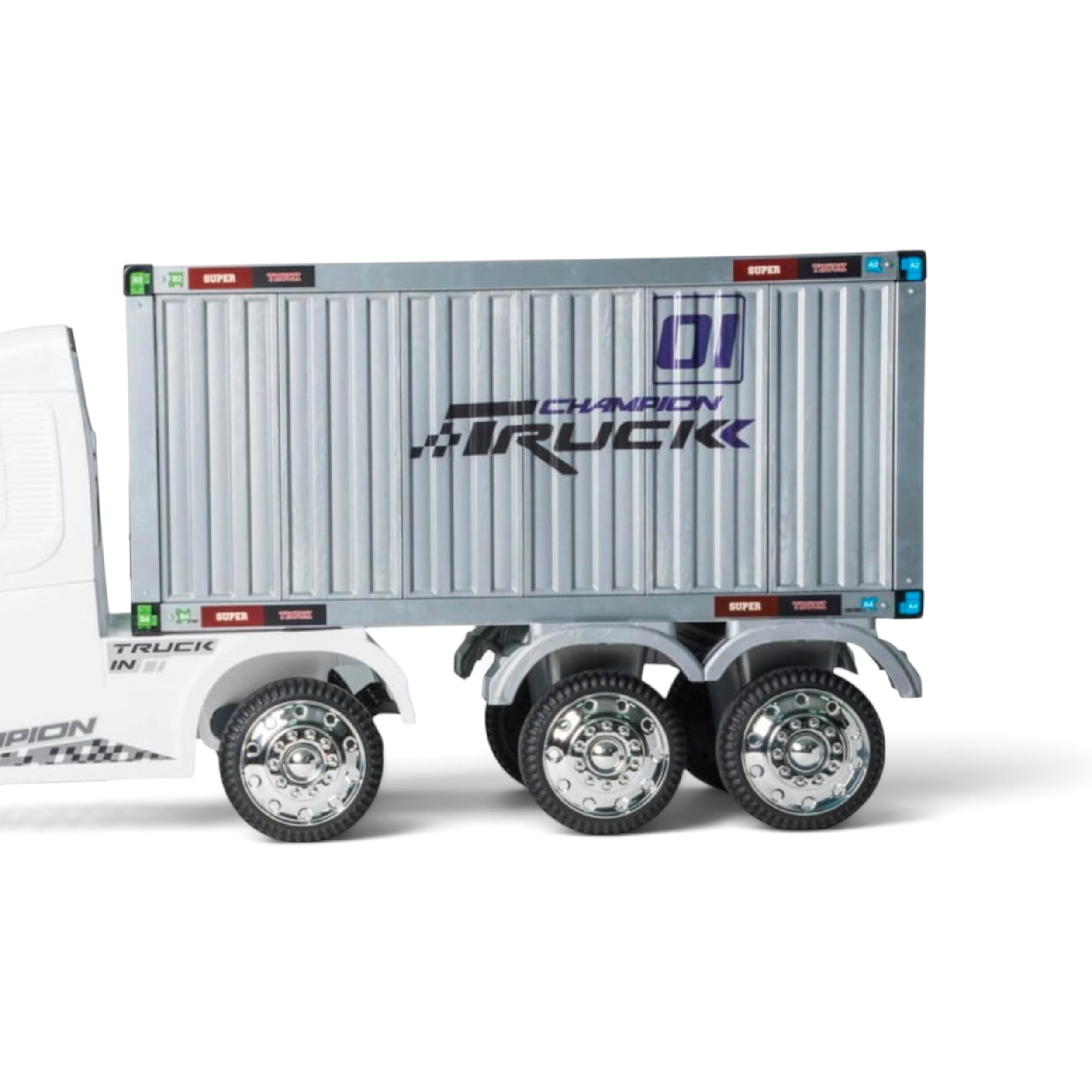 Elektrische Kinder Vrachtwagen met Container – 12V – Wit / Rood / Zwart