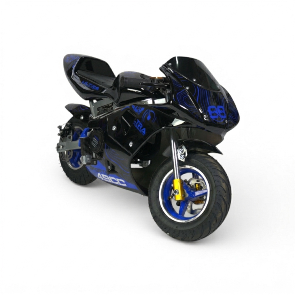 Nieuwe Ultra 49CC benzine mini racer, pocketbike/mini bikes Blauw